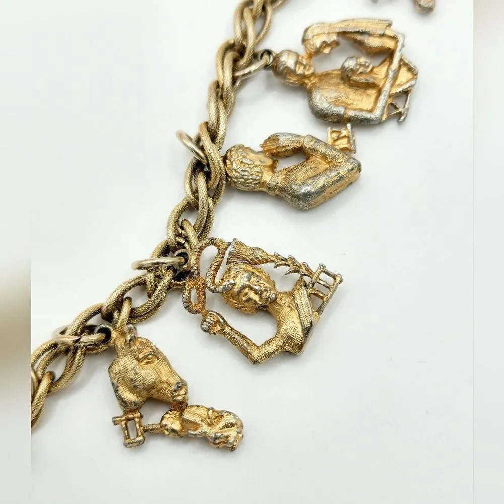 Vintage Coro Gold ten commandments charm bracelet